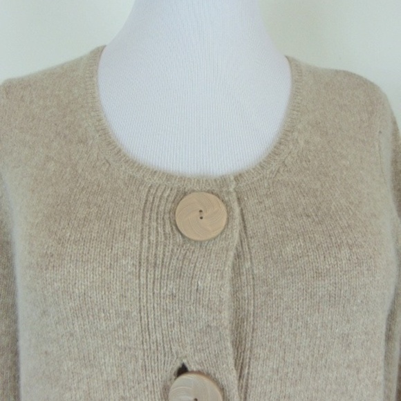 HWR ANTHROPOLOGIE Angora WOOL cropped tan cardigan sweater M - Picture 1 of 5